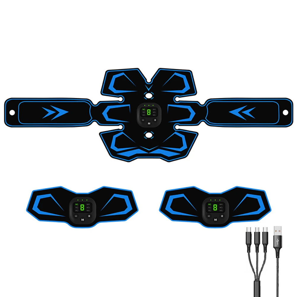 EMS Abdominal Training Device LED Display Electric Smart Trainer Belt USB Rechargeable for Abdomen/Arm/Leg Home Office Exercise